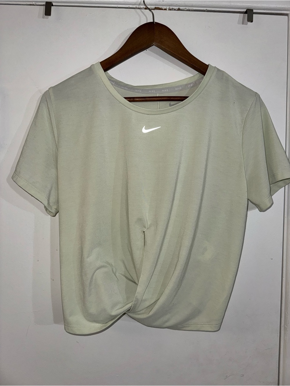 Nike Women’s Pale Green Twist-Front Short Sleeve Tee